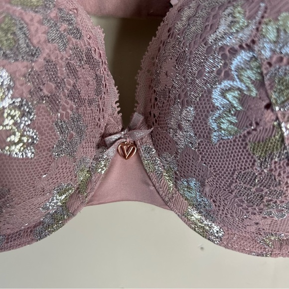 Victoria's Secret Blush Silver Lace Body by VS Perfect Shape PushUP Bra 34D NWT - Picture 7 of 11